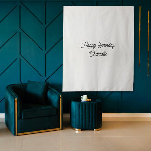 Custom Birthday Script Name Flag Fabric Banner Tapestry