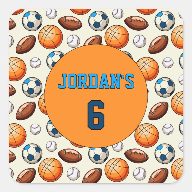 Custom Birthday Sports Theme Stickers (Front)