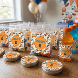 Custom Birthday Sports Theme Stickers