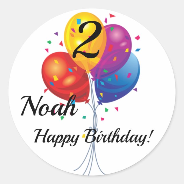 CUSTOM Birthday Sticker NAME & YEAR Balloons (Front)