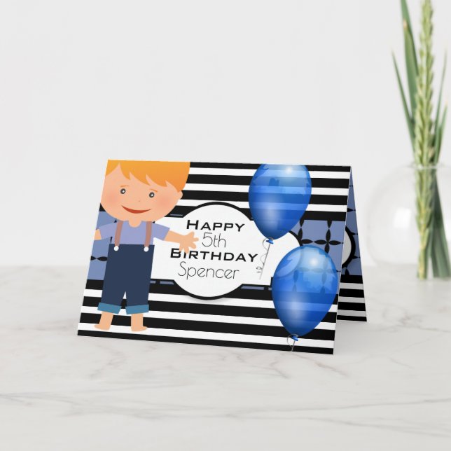 Custom Birthday w/Young Boy Card (Front)