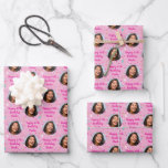 Custom Birthday Wrapping Paper Colourful Pink<br><div class="desc">Customize this pink wrapping paper with a friend or family member's face. Further personalize the gift wrap with their name and if you'd like,  add their birthday age. For best results,  add a close up photo of their full face.</div>