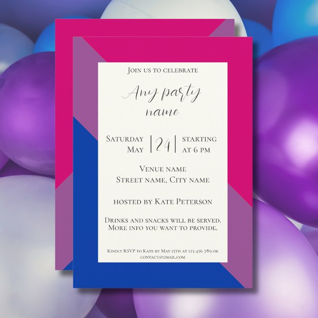 Custom bisexual flag party Invitation (Creator Uploaded)