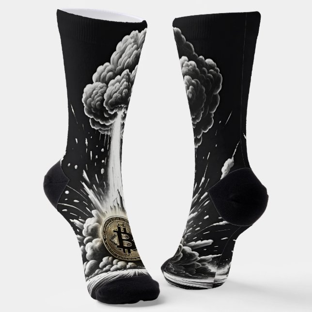 Custom "Bitcoin Explosion" Socks (Angled)