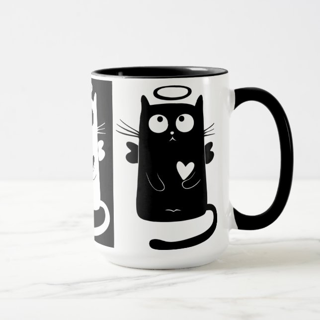 Custom Black 15 oz Ringer Meow Mug By ZAZZ_IT (Right)