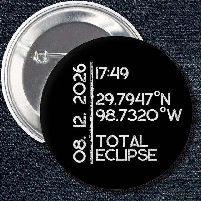 Custom Black 2026 Solar Eclipse 2 Inch Round Button (Solar Eclipse Keepsake Pin)