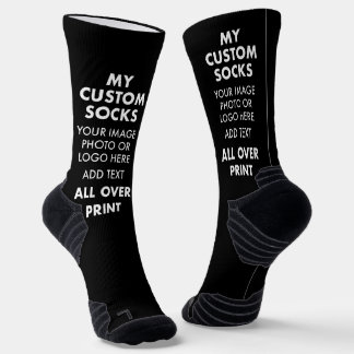 Custom BLACK All Over Print Men's Sports Socks
