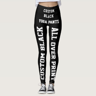 Custom BLACK ALL OVER PRINT YOGA PANTS