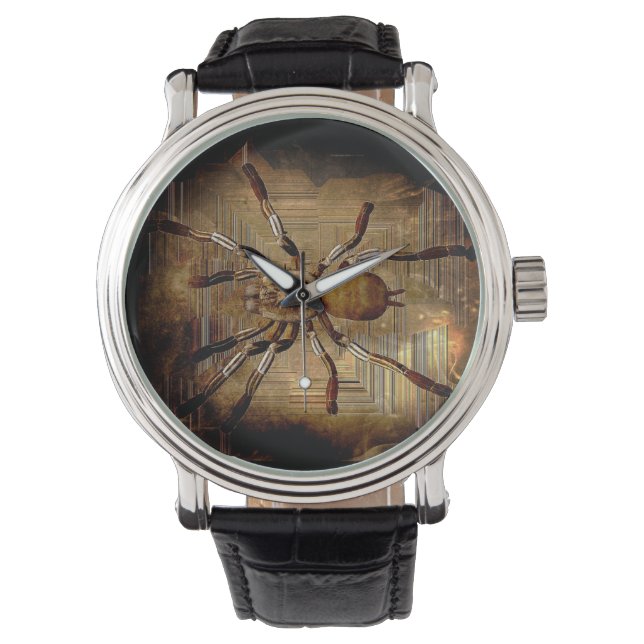 Custom Black and Brown Creepy Crawly Spider Watch (Front)