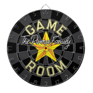 Custom Black And Charcoal Grey Colour Yellow Star Dartboard