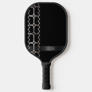 Custom Black and Chrome Personalized Pickleball Paddle