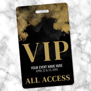 Custom Black And Gold Event VIP Badge