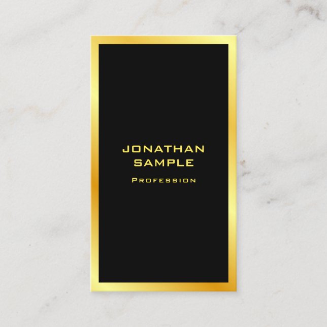 Custom Black And Gold Modern Elegant Template Business Card (Front)