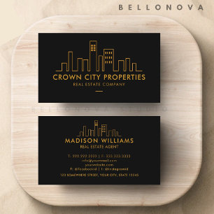 Custom Black and Gold Real Estate Agent Business Card