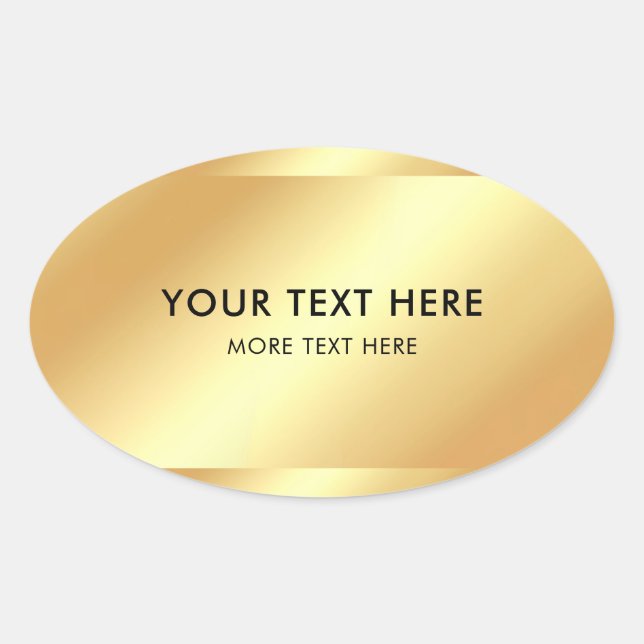 Custom Black And Gold Template Elegant Modern Oval Sticker (Front)