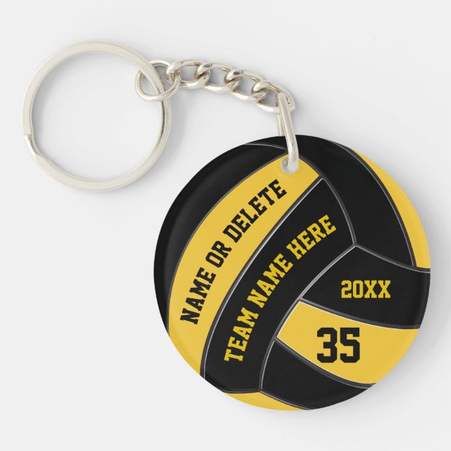 Custom Black and Gold Volleyball Gifts for Players Keychain (Front)