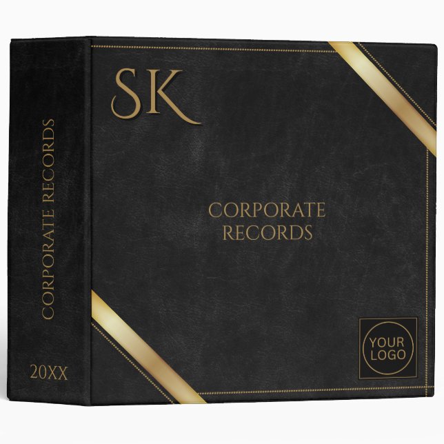 Custom Black and Golden Company Logo  Binder (Front/Spine)