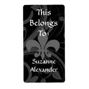 Custom Black and Grey Fleur de lis Bookplate or