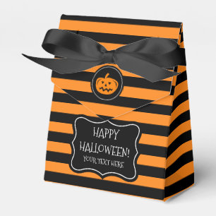 Custom black and orange Halloween party favour box