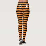 Custom black and orange Halloween party leggings<br><div class="desc">Custom black and orange stripe Halloween party leggings. Trendy holiday clothing for women and teen girls. Personalizable bold striped tights with custom colour background and monogram letter template. Make your own custom printed pants for costume party, fashion shoot, workout, gymnastics, dance, gym, fitness, work out training, yoga, jogging, figure skating,...</div>
