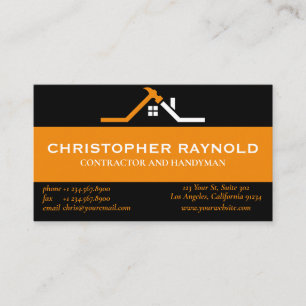 Custom Black and Orange Home Building Construction Business Card