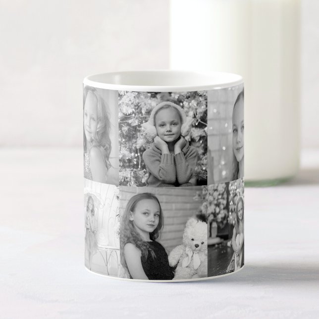 Custom Black And White 10 Memories Photo Collage Magic Mug (Creator Uploaded)