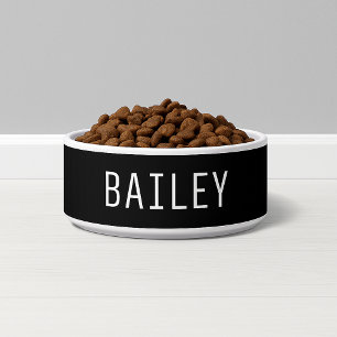 Custom Black and White Accessories Minimal Dog Bowl
