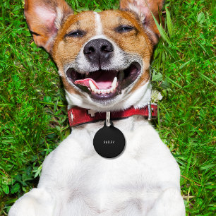 Custom Black and White Accessories Minimal Dog Pet Tag