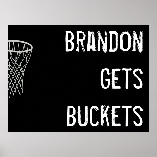 Custom Black and White Basketball Poster (Front)