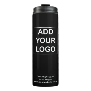 Custom Black and White Business Company Logo  Thermal Tumbler