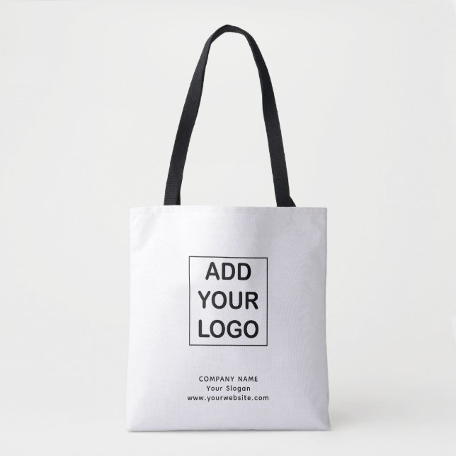 Custom Black and White Business Company Logo  Tote Bag (Front)
