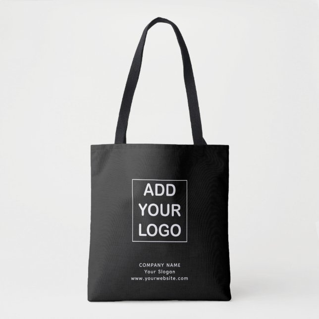 Custom Black and White Business Company Logo  Tote Bag (Front)