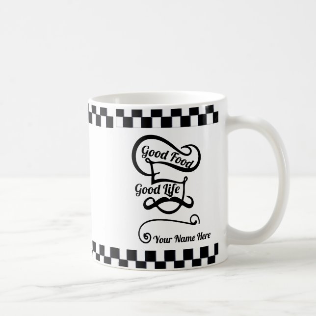 Custom Black and White Chef Kitchen Coffee Mug (Right)