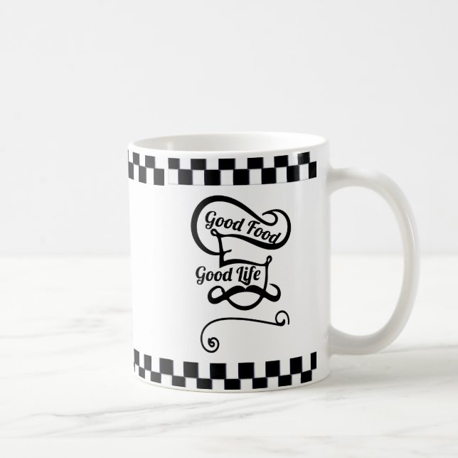 Custom Black and White Chef Kitchen Coffee Mug (Right)
