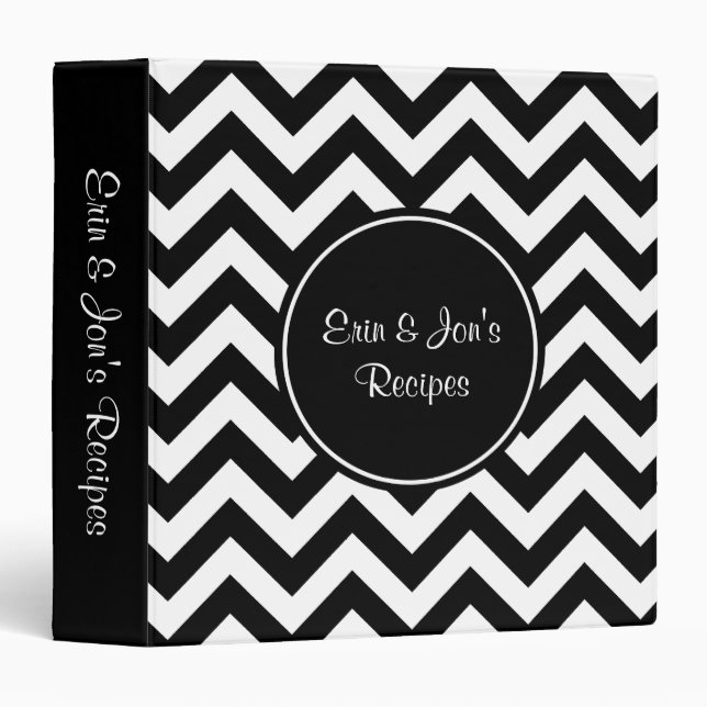 Custom Black and White Chevron Pattern Binder (Front/Spine)