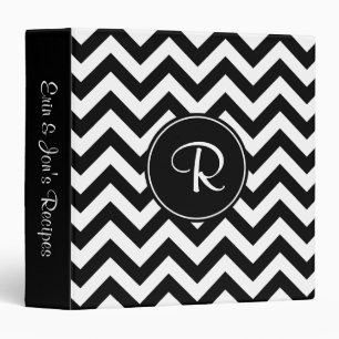 Custom Black and White Chevron Pattern Binder