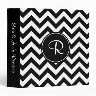 Custom Black and White Chevron Pattern Binder