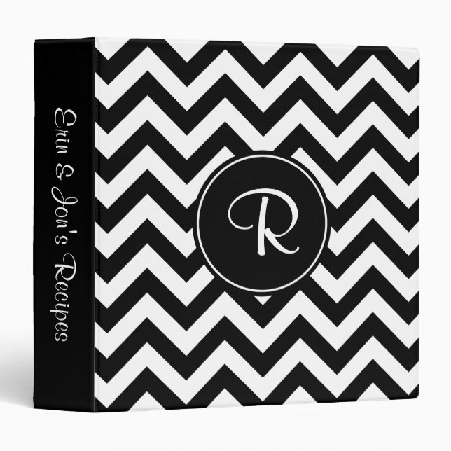 Custom Black and White Chevron Pattern Binder (Front/Spine)