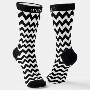 Custom Black and White Chevron Pattern Socks