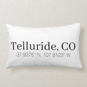 Custom black and white city and coordinates lumbar pillow