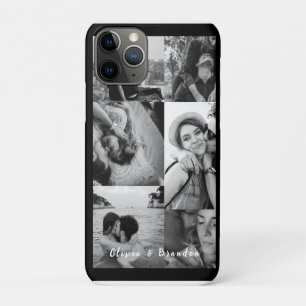 Custom Black and White Couple Photo Collage Names iPhone 11 Pro Case