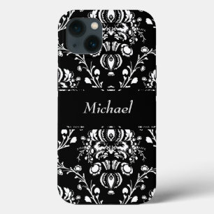 Custom Black and White Damask  iPhone 13 Case
