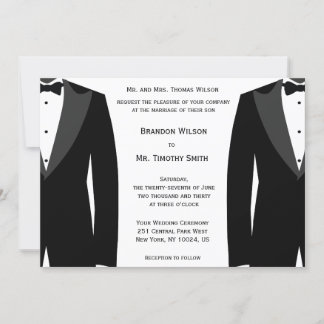 Custom Black And White Gay Wedding Invitations