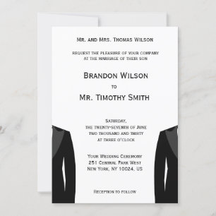 Custom Black And White Gay Wedding Invites