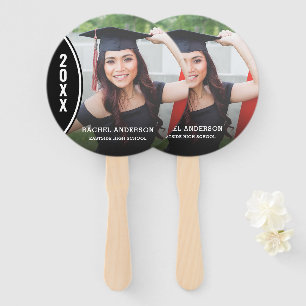 Custom Black and White Graduation Photo Hand Fan