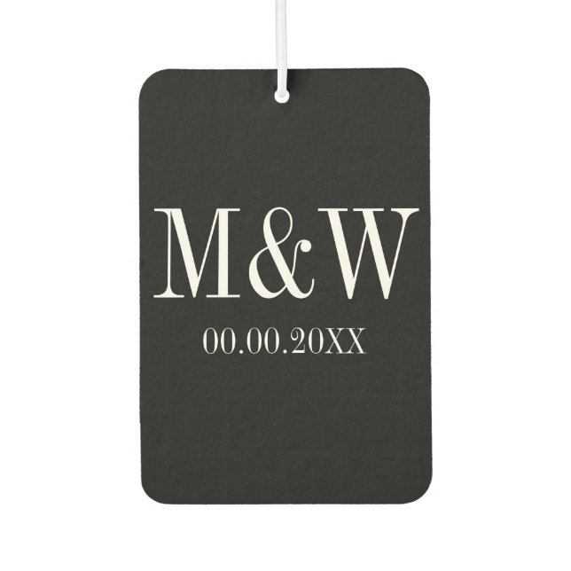 Custom black and white heart car air freshener (Front)