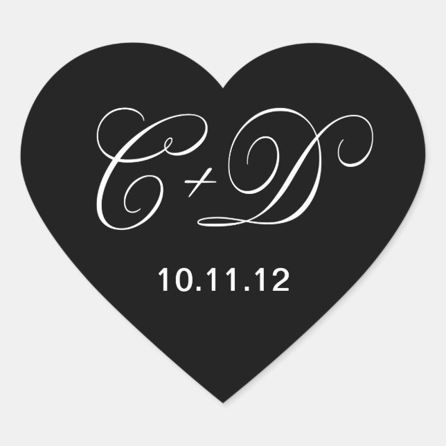 Custom black and white heart shaped sticker (Front)