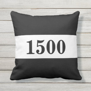 Custom Black and White House Number Throw Pillow