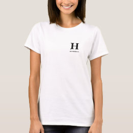 Custom Black and White Initial and Name T-Shirt
