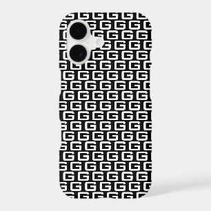 Custom black and white initial letter pattern chic